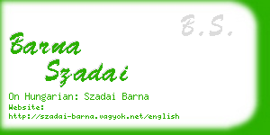 barna szadai business card